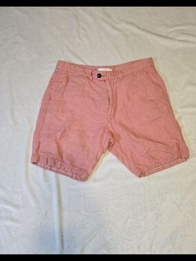 Men's Pink Casual Linen-Blend Shorts